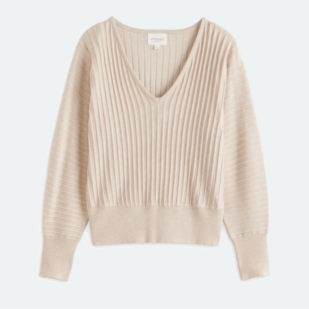 Women's Pinque Cream Augusta V-Neck Sweater